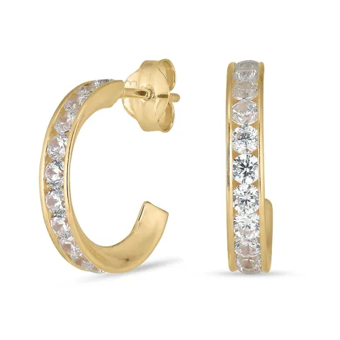 13,5 mm halvcreoler i 8 karat guld med zirkon