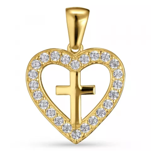 hjerte kors vedhæng i 9 karat guld med rhodium