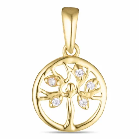 9,5 mm livets træ zirkon vedhæng i 9 karat guld