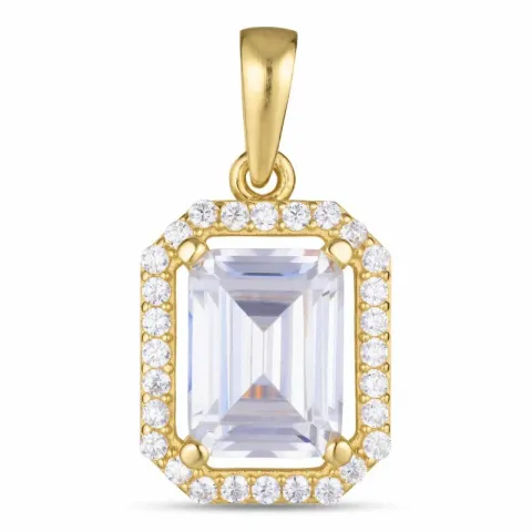 firkantet zirkon vedhæng i 9 karat guld