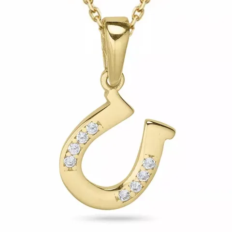 hestesko zirkon halskæde i forgyldt sølv med vedhæng i 9 karat guld - Gold Collection