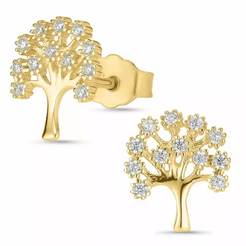livets træ ørestikker i 8 karat guld med zirkon
