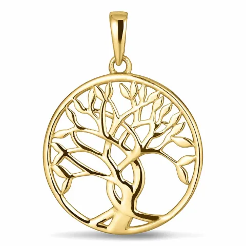 rund livets træ vedhæng i 8 karat guld
