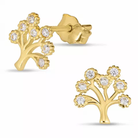 livets træ øreringe i 8 karat guld med zirkon