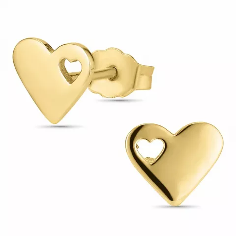 hjerte ørestikker i 8 karat guld