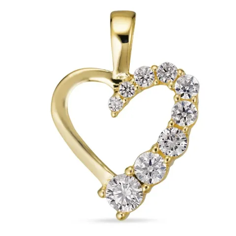 hjerte zirkon vedhæng i 8 karat guld - Gold Collection