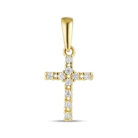 kors zirkon vedhæng i 8 karat guld