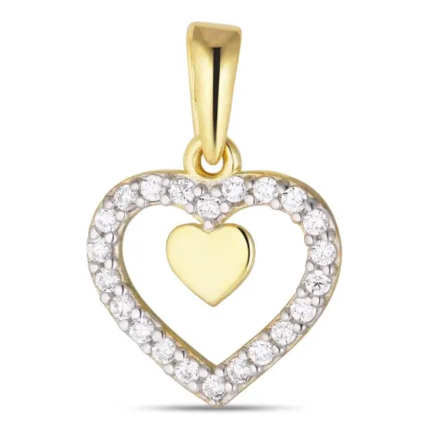 Kollektionsprøve hjerte zirkon vedhæng i 8 karat guld med rhodium