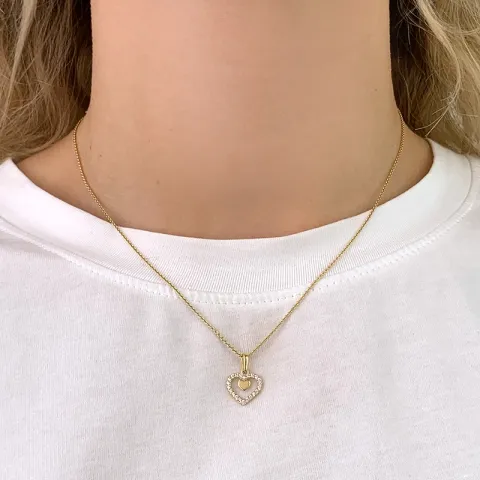 Kollektionsprøve hjerte zirkon vedhæng i 8 karat guld med rhodium