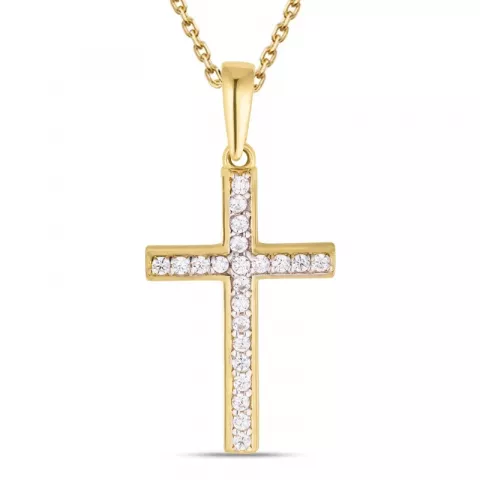 kors vedhæng med halskæde i 8 karat guld