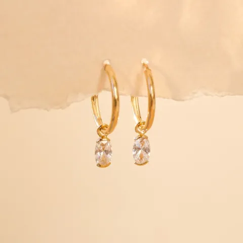 12 mm creoler i 9 karat guld med zirkon