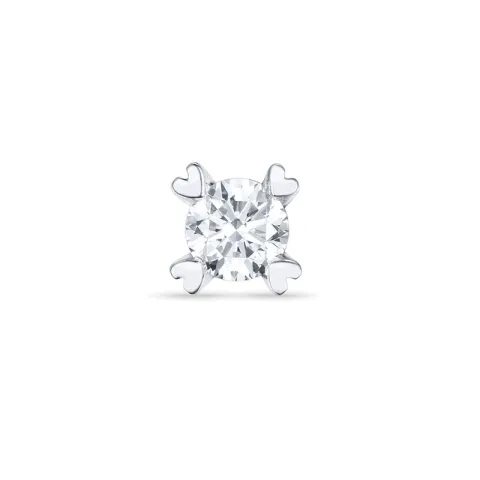 1 x 0,16 ct diamant solitaireørestik i 14 karat hvidguld med diamant 