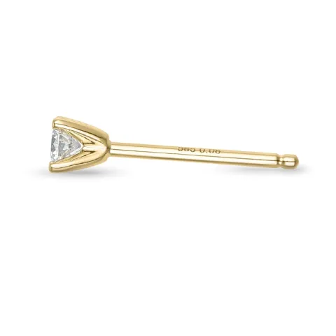 1 x 0,08 ct diamant solitaireørestik i 14 karat guld med diamant 