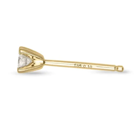 1 x 0,10 ct diamant solitaireørestik i 14 karat guld med diamant