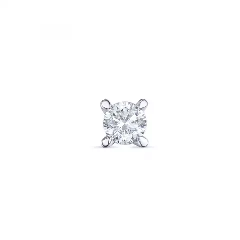 1 x 0,10 ct diamant solitaireørestik i 14 karat hvidguld med diamant 