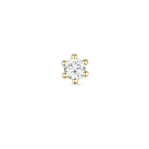 1 x 0,08 ct diamant solitaireørestik i 14 karat guld med diamant 