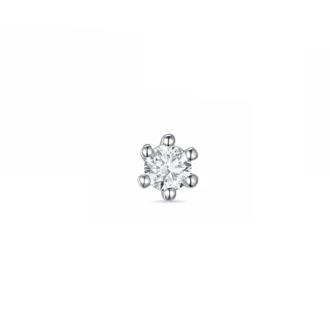 1 x 0,08 ct diamant solitaireørestik i 14 karat hvidguld med diamant 