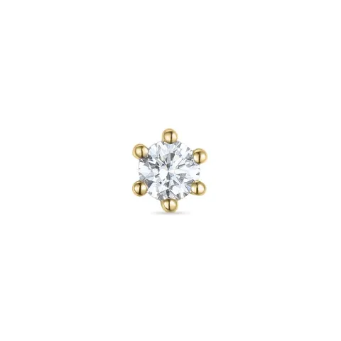 1 x 0,10 ct diamant solitaireørestik i 14 karat guld med diamant 