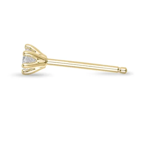 1 x 0,10 ct diamant solitaireørestik i 14 karat guld med diamant 
