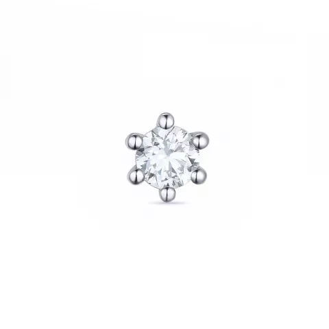 1 x 0,13 ct diamant solitaireørestik i 14 karat hvidguld med diamant 