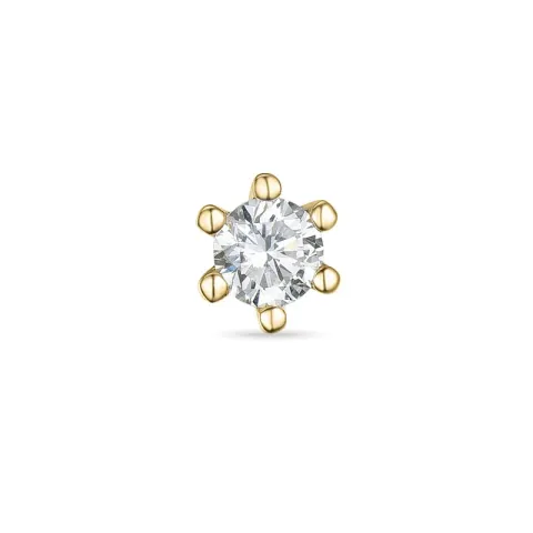 1 x 0,16 ct diamant solitaireørestik i 14 karat guld med diamant
