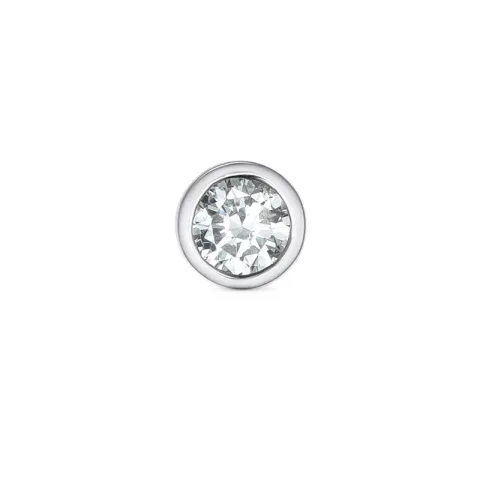1 x 0,12 ct diamant solitaireørestik i 14 karat hvidguld med diamant