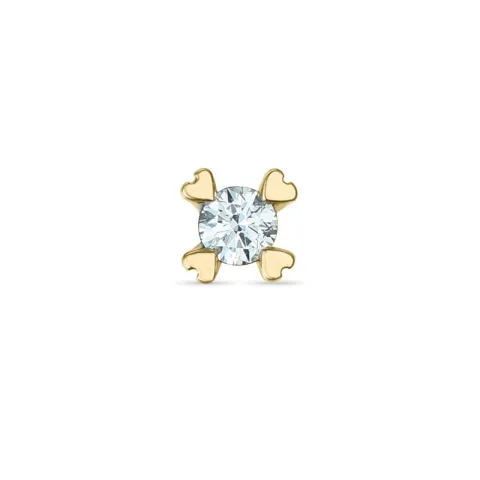 1 x 0,03 ct solitaireørestik i 14 karat guld med diamant 