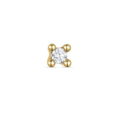 1 x 0,05 ct solitaireørestik i 14 karat guld med diamant