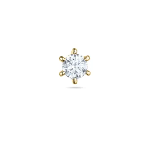 1 x 0,07 ct diamant solitaireørestik i 14 karat guld med diamant