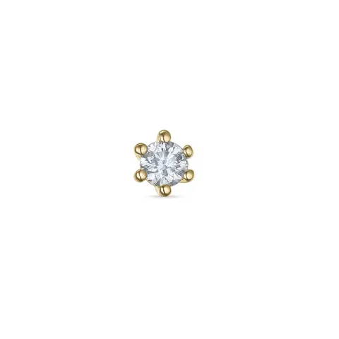 1 x 0,04 ct solitaireørestik i 14 karat guld med diamant