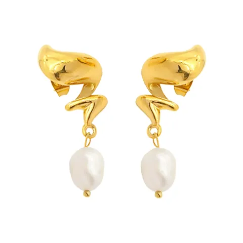 perle øreringe i forgyldt stål - OCEANA