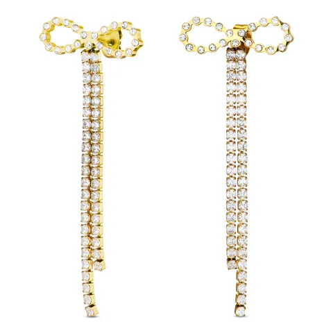 vandfaste sløjfe zirkon kæde øreringe i forgyldt stål - OCEANA