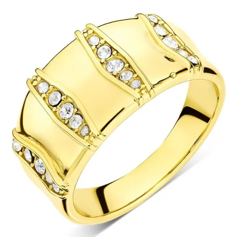 vandfast zirkon ring i forgyldt stål - OCEANA