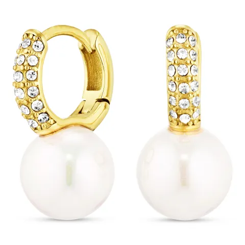 vandfaste perle creoler i forgyldt stål - OCEANA