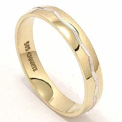 Tofarvet oval vielsesring i 14 karat guld.- og hvidguld