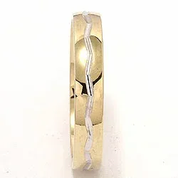 Tofarvet oval vielsesring i 14 karat guld.- og hvidguld