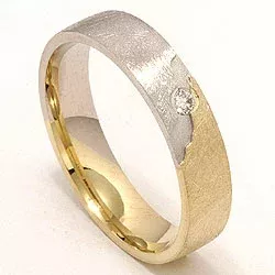 Ru tofarvet diamant vielsesring i 14 karat guld.- og hvidguld 0,035 ct