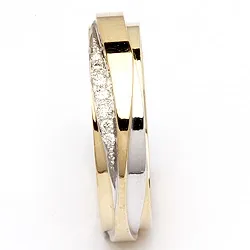 Tofarvet brillant vielsesring i 14 karat guld.- og hvidguld 0,063 ct