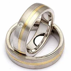 Vielsesringe i sølv og alm. guld 0,035 ct