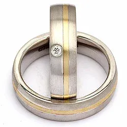 Vielsesringe i sølv og alm. guld 0,035 ct