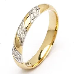 vielsesring i 14 karat guld.- og hvidguld 0,048 ct