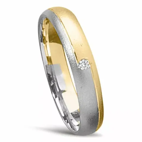 tofarvet Damering i 14 karat guld.- og hvidguld 0,025 ct