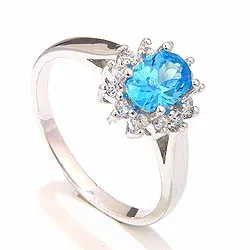 ægte roset ring i rhodineret sølv