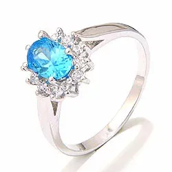 ægte roset ring i rhodineret sølv