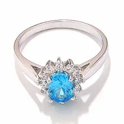 ægte roset ring i rhodineret sølv