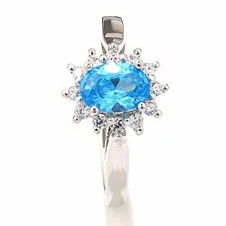 ægte roset ring i rhodineret sølv