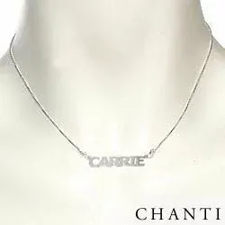 Halskæde med navne vedhæng i sølv