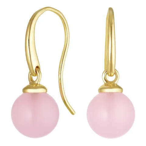 øreringe i 9 karat guld med rosa krystal
