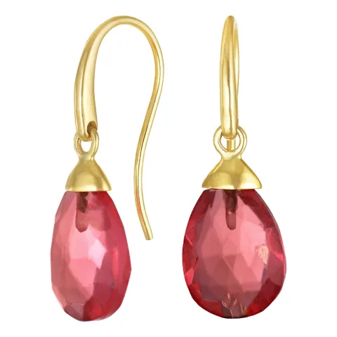 øreringe i 9 karat guld med pink krystal