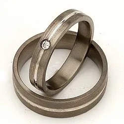 Vielsesringe i 14 karat titanium og hvidguld 0,040 ct